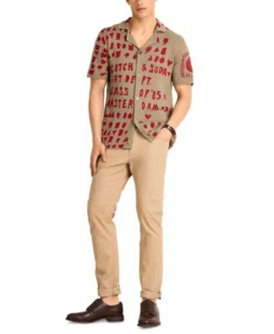 Scotch & Soda Scotch Soda Mens Slim Fit Ralston Pants Jacquard Text Logo Shirt In Brown