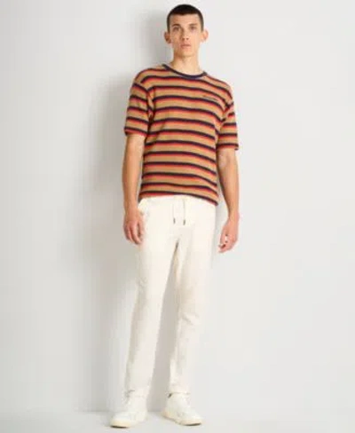 Scotch & Soda Scotch Soda Mens Waffle Stripe Short Sleeve T Shirt Paired With Warren Drawstring Linen Pant In Black