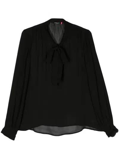 Scotch & Soda Semi-sheer Crepe Blouse In Black