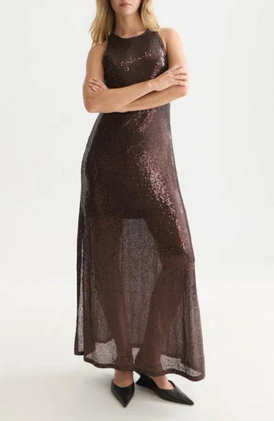 Scotch & Soda Sequined Maxi Dress In Burgundy