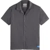 Scotch & Soda Short Sleeve Button Front Shirt In Gray