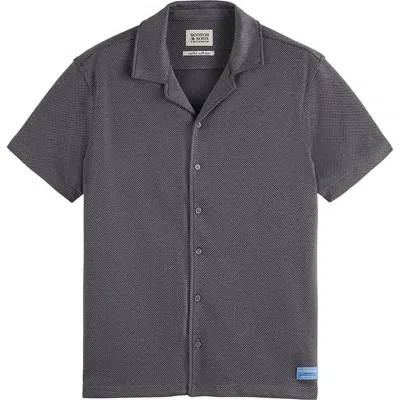 Scotch & Soda Short Sleeve Button Front Shirt In Gray