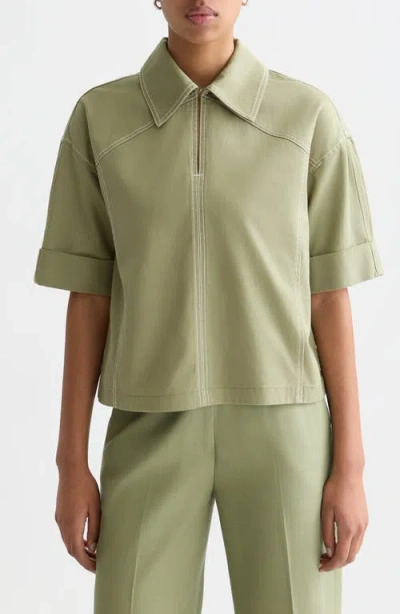 Scotch & Soda Short Sleeve Cotton Blend Utility Shirt In Green