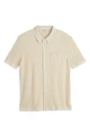Scotch & Soda Short Sleeve Knit Button-up Shirt In Neutral
