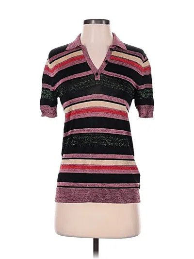 Pre-owned Scotch & Soda Short Sleeve Top Burgundy Collared Neckline Tops
