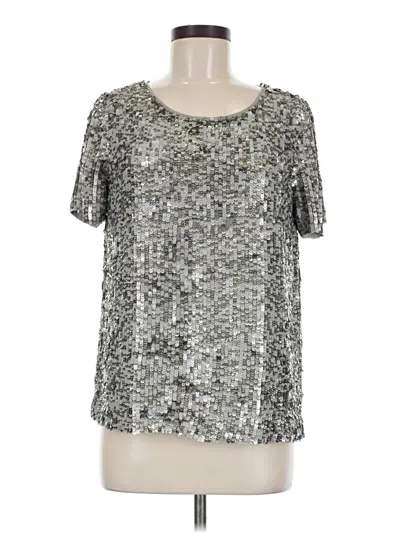 Pre-owned Scotch & Soda Short Sleeve Top Silver Metallic Pattern Scoop Neck Tops
