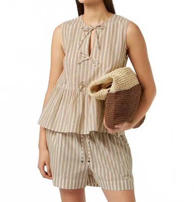 SCOTCH & SODA SLEEVELESS BOW TOP IN DESERT SAND STRIPE