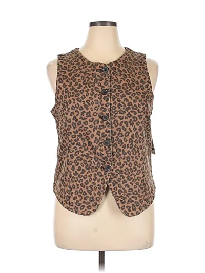 Scotch & Soda Sleeveless Button Down Shirt In Brown