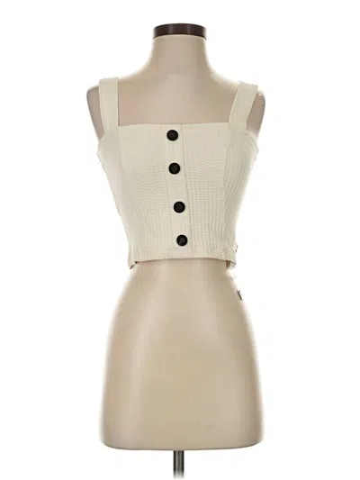 Scotch & Soda Sleeveless Top Ivory Square Neckline Tops In White
