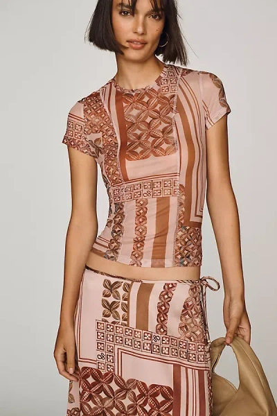 Scotch & Soda Slim Mesh Top In Brown
