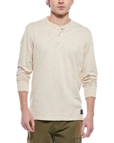 Scotch & Soda Slub Henley Shirt In Neutral