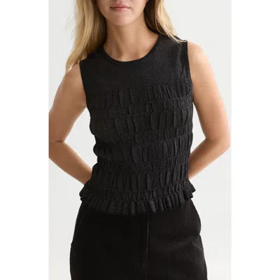 Scotch & Soda Smock Stitched Knit Tank In Black