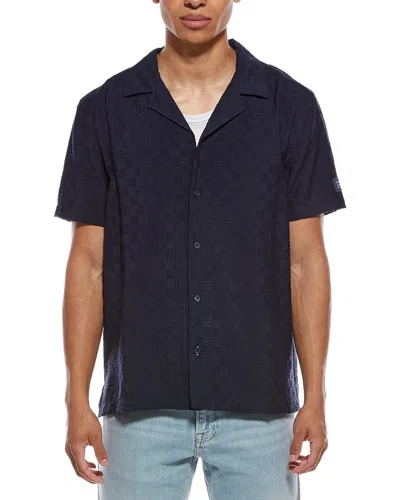Scotch & Soda Solid Camp Shirt In Blue