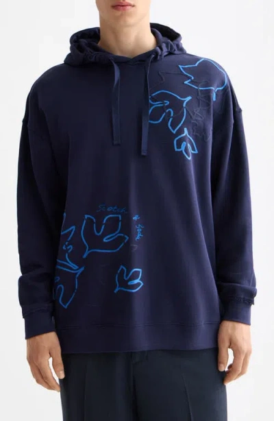 Scotch & Soda Soutache Embellished Hoodie In Blue