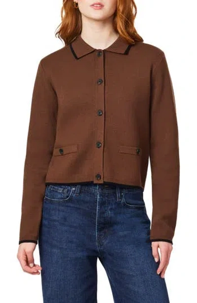 Scotch & Soda Spread Collar Cardigan In Brown