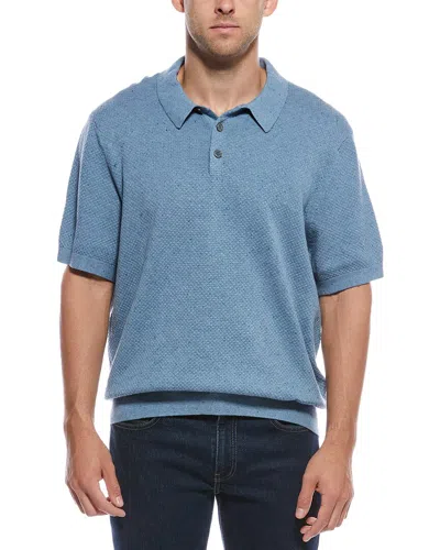 Scotch & Soda Stitch Polo Sweater In Blue