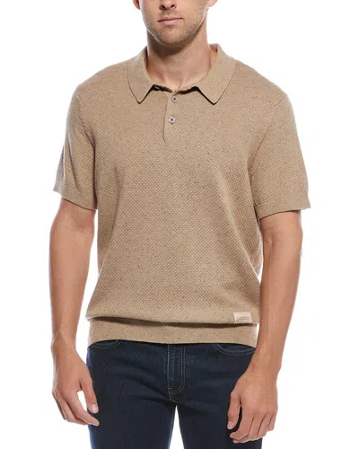 Scotch & Soda Stitch Polo Sweater In Brown