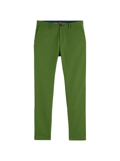 Scotch & Soda Straight-leg Chino Trousers In Green