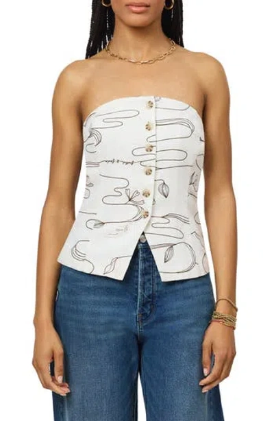 Scotch & Soda Strapless Button Vest In Neutral