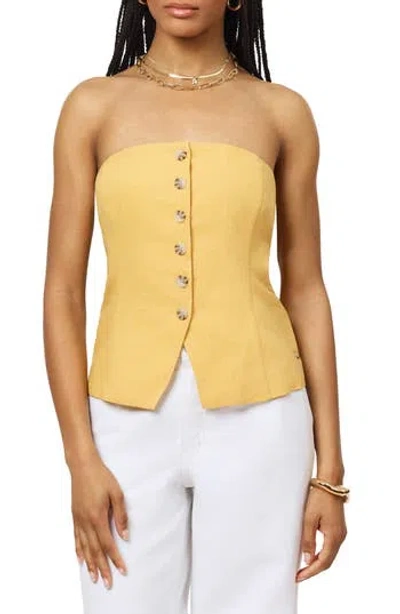 Scotch & Soda Strapless Button Vest In Yellow
