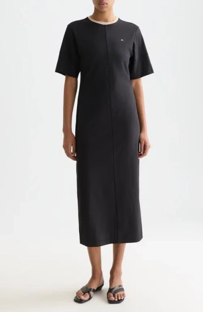 Scotch & Soda Stretch Cotton T-shirt Midi Dress In Black