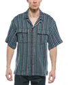 Scotch & Soda Stripe Camp Shirt In Black