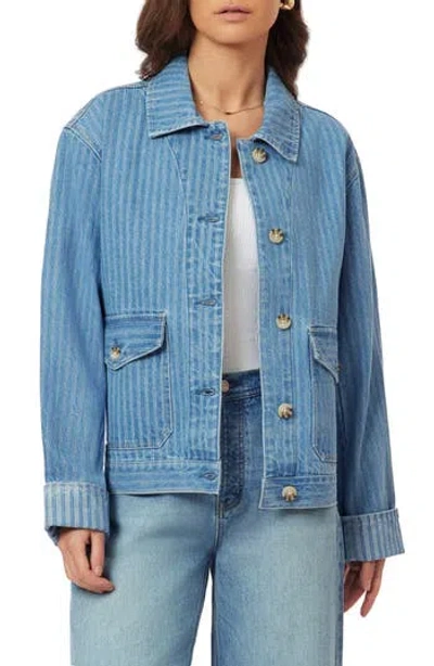 Scotch & Soda Stripe Denim Chore Jacket In Blue