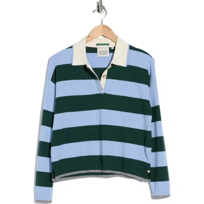 Scotch & Soda Stripe Polo Sweater In Multi