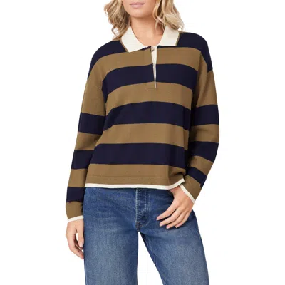 Scotch & Soda Stripe Polo Sweater In Brown