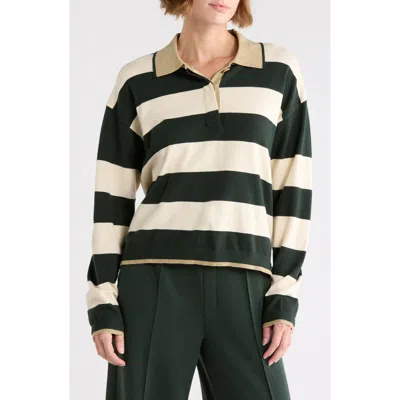 Scotch & Soda Stripe Polo Sweater In Scarab/antique White