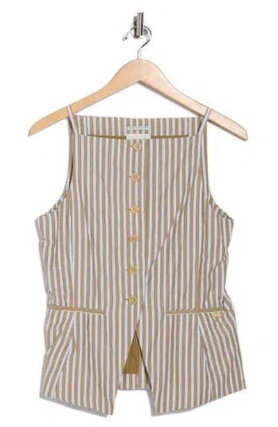 Scotch & Soda Stripe Spaghetti Strap Vest In Green