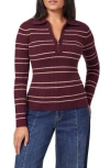 Scotch & Soda Stripe Zip Polo Sweater In Red