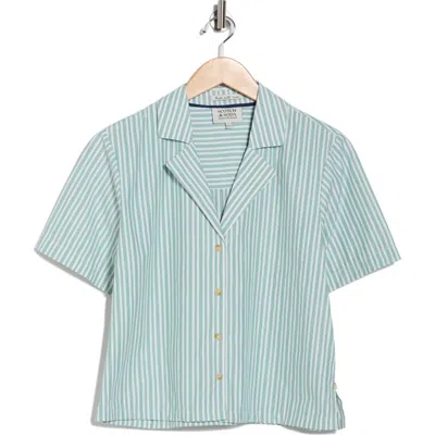 Scotch & Soda Striped Camp Shirt In Blue