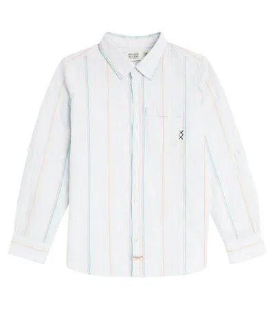 Scotch & Soda Kids' Striped Cotton-blend Shirt In White