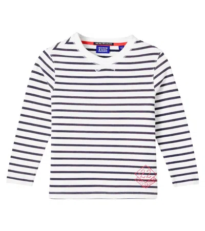 Scotch & Soda Kids' Striped Cotton T-shirt In Black