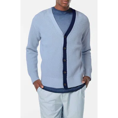 Scotch & Soda Structured Dropped Shoulder Cotton Cardigan In Blue