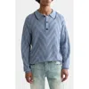 Scotch & Soda Structured Long Sleeve Polo In Blue
