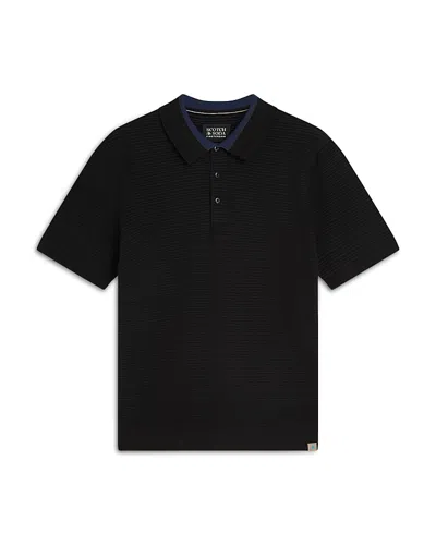 Scotch & Soda Structured Polo Shirt In Black