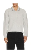 Scotch & Soda Structured Relaxed Fit Long Sleeve Polo In Gray