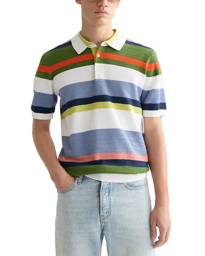 Scotch & Soda Structured Striped Knitted Polo Shirt In Multi
