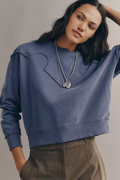 Scotch & Soda Studded Long-sleeve Pullover In Blue