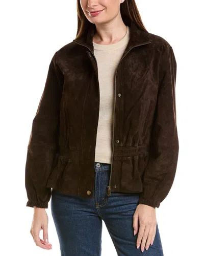 Scotch & Soda Suede Peplum Jacket In Brown