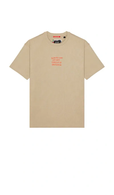 Scotch & Soda Artwork T-shirt In Brown