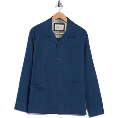 Scotch & Soda Textured Cotton Shirt Jacket In Blue