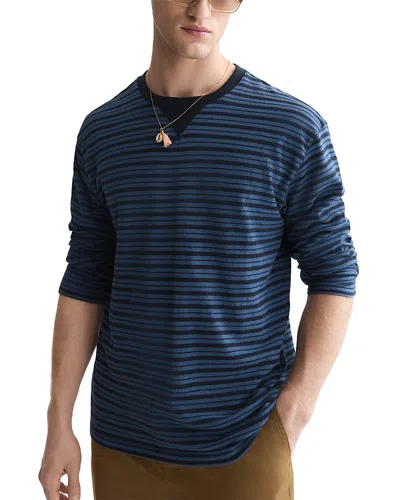 Scotch & Soda Textured Jacquard Stripe Long Sleeve Tee In Brown