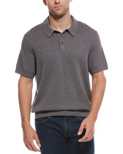 Scotch & Soda Textured Stitch Polo Sweater In Gray