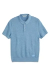 Scotch & Soda Textured Stitched Knit Polo In Blue