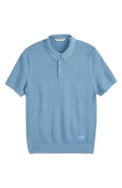 Scotch & Soda Textured Stitched Knit Polo In Blue