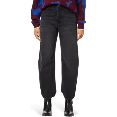 Scotch & Soda The Current High Waist Barrel Leg Jeans In Black