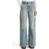Scotch & Soda The Deep Wide Leg Cargo Jeans In Rolling Road